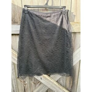 George ME Mark‎ Eisen Black Lace Pencil Skirt Scallop Hem Size 10 GME56112